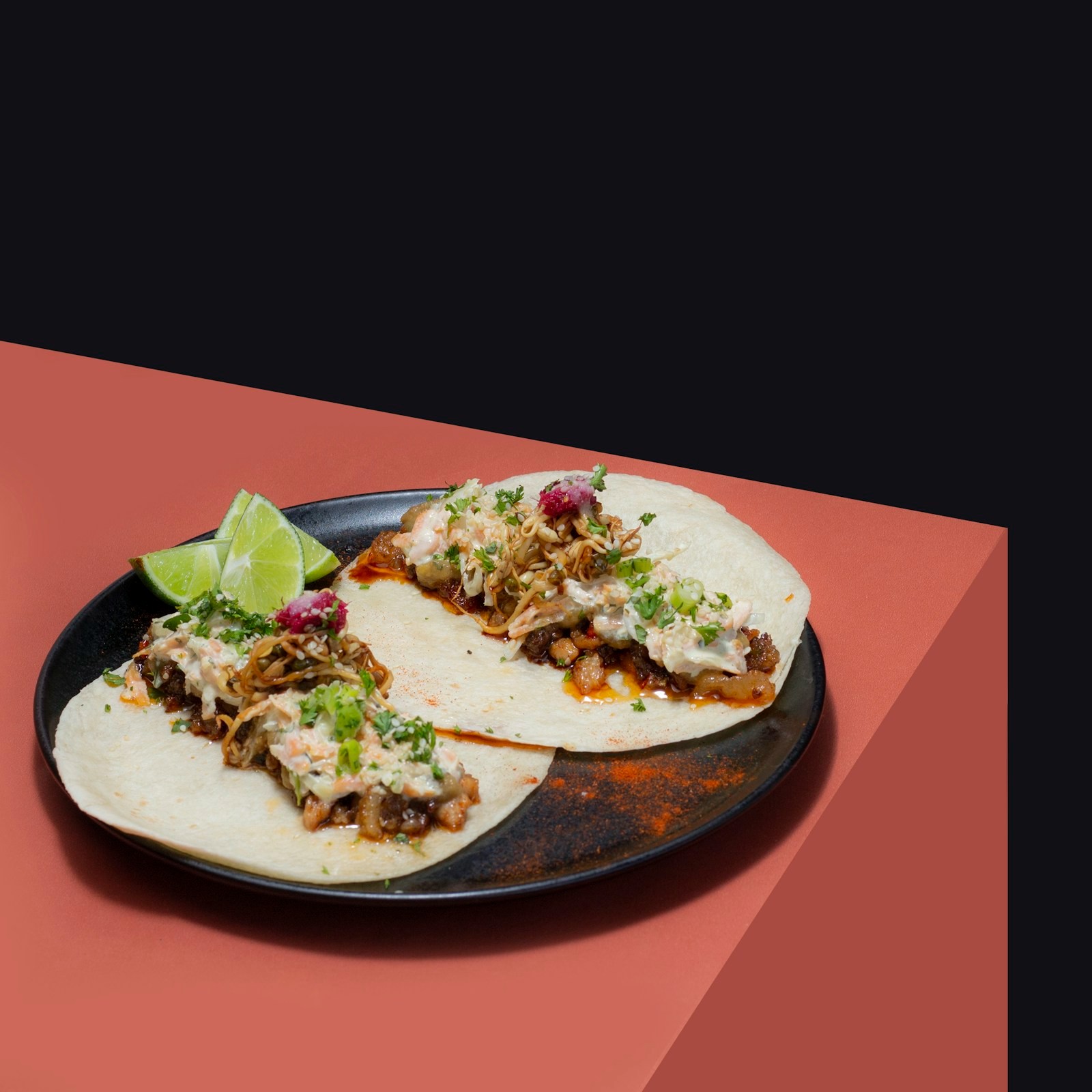 Birria style beef tacos, a viral TikTok dinner, with onion and cilantro