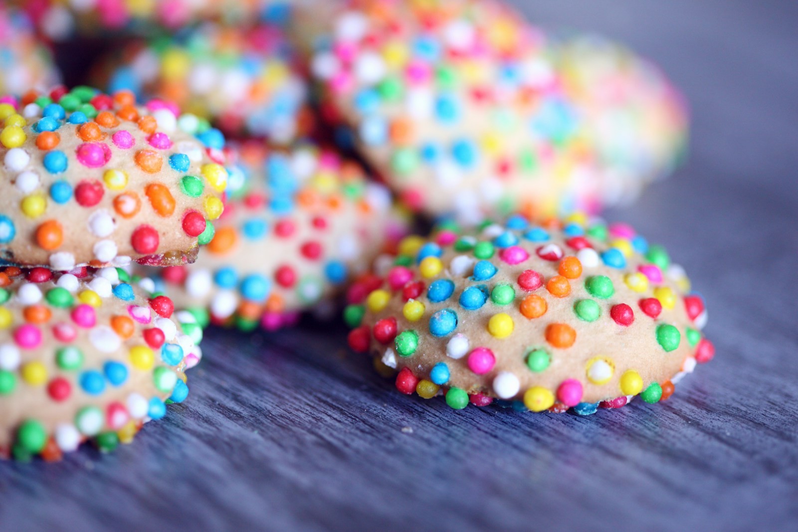 Shortbread bites rolled in colorful nonpareils