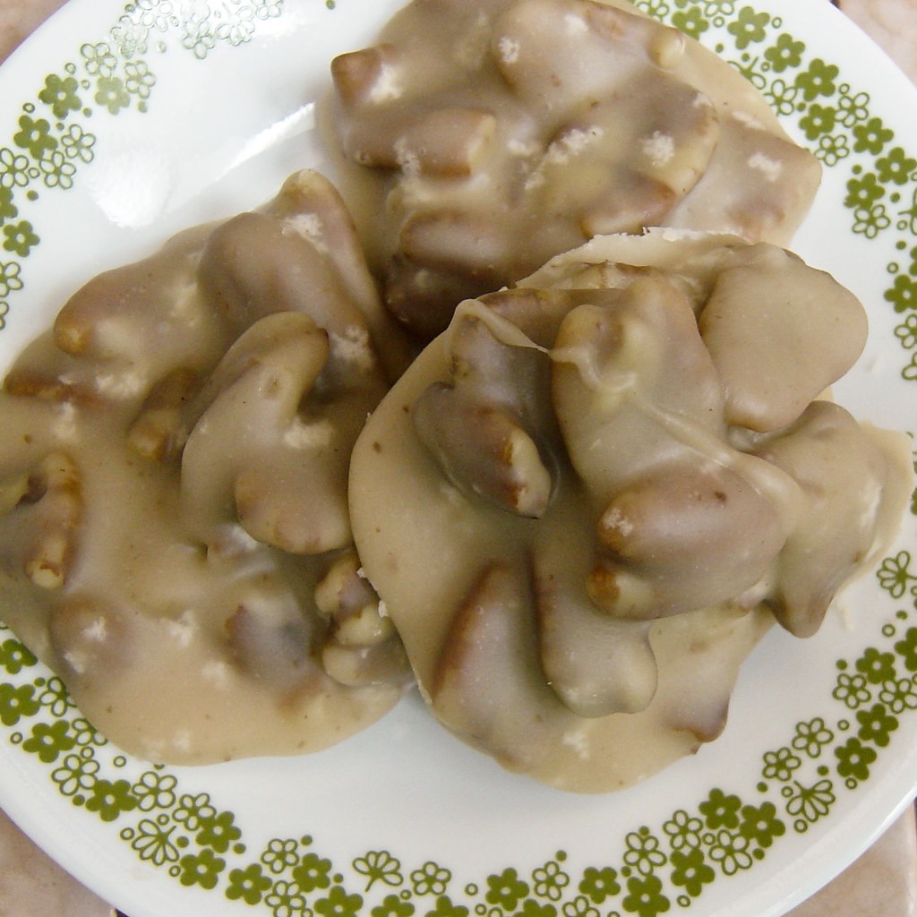 Creamy Southern pecan pralines on a plate