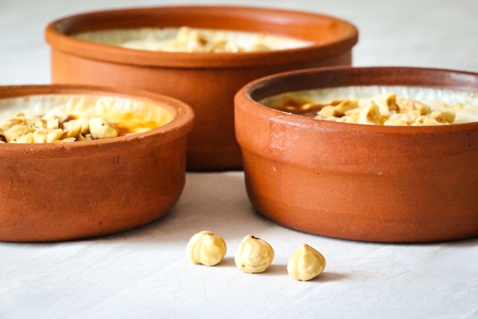 Baked rice pudding in clay pots