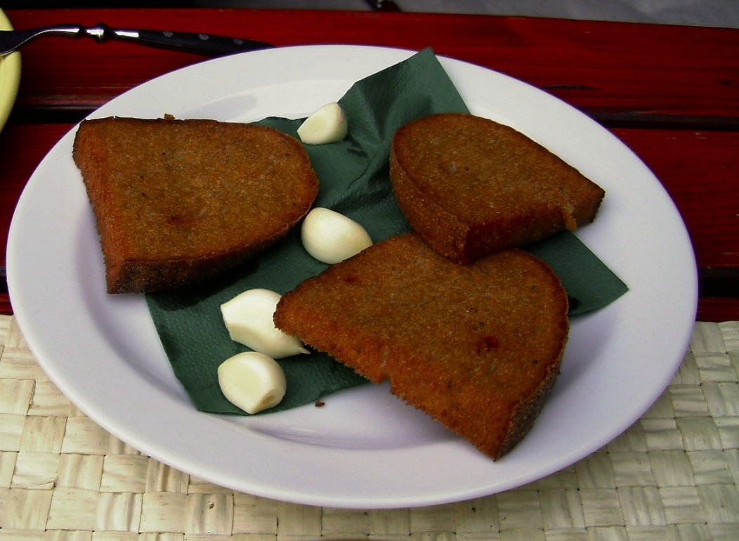 Slices of crisp skillet fried bread on a plate