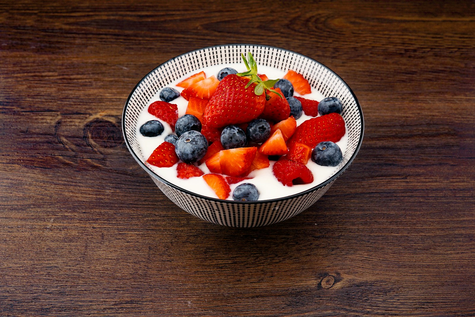 Greek yogurt bowl with strawberries and blueberries